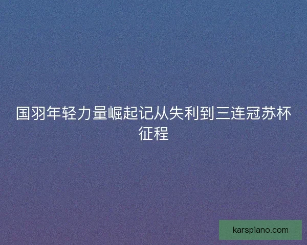 国羽年轻力量崛起记从失利到三连冠苏杯征程